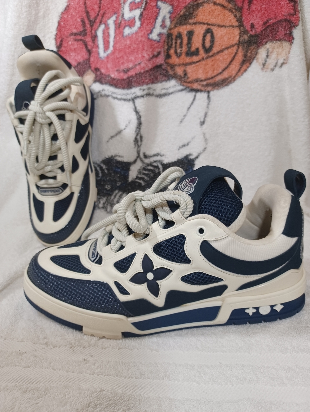 Mens Sz 9 LV / 10 - 10.5 US Louis Vuitton Skate Sneaker Marine Navy White NO BOX